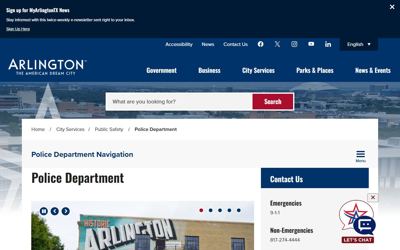 Arlington Police Records Department website