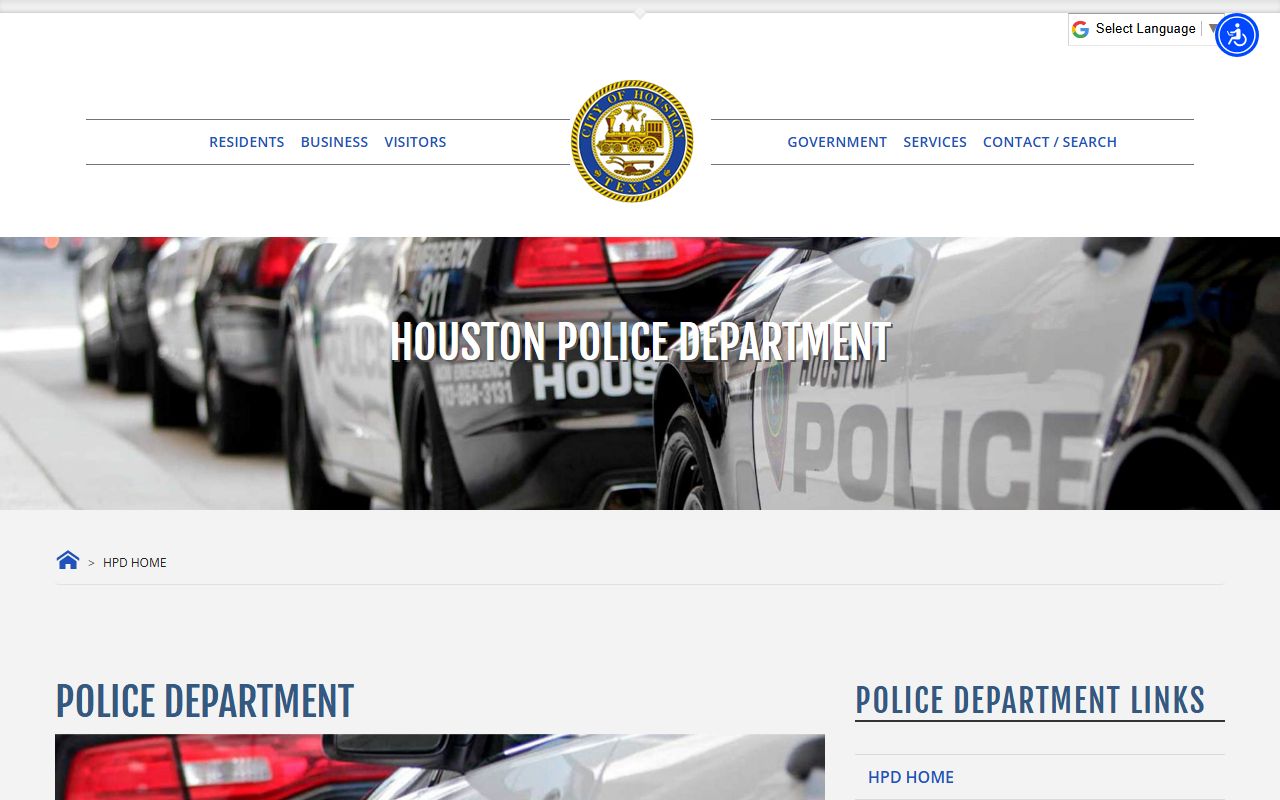 Houston Police Department website for Houston police records