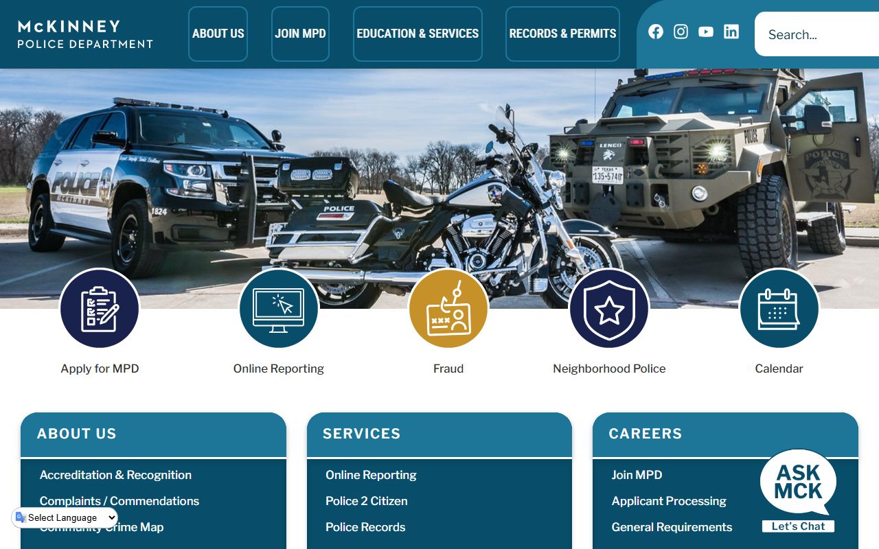 McKinney police records - McKinney Police Department website