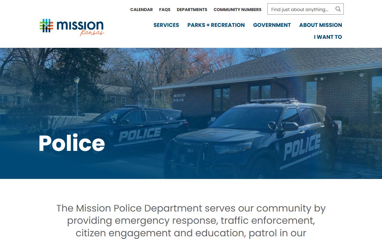 Mission Police Department website for Mission police records