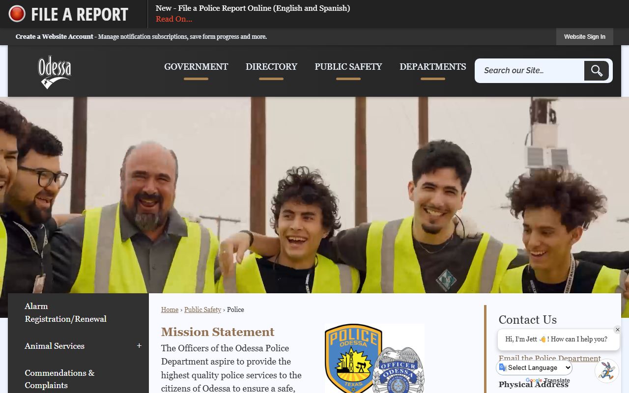 Odessa police records from the Odessa Police Department website