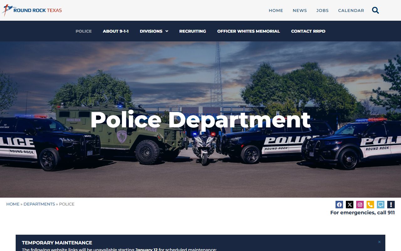 Round Rock police records search through the Round Rock Police Department website