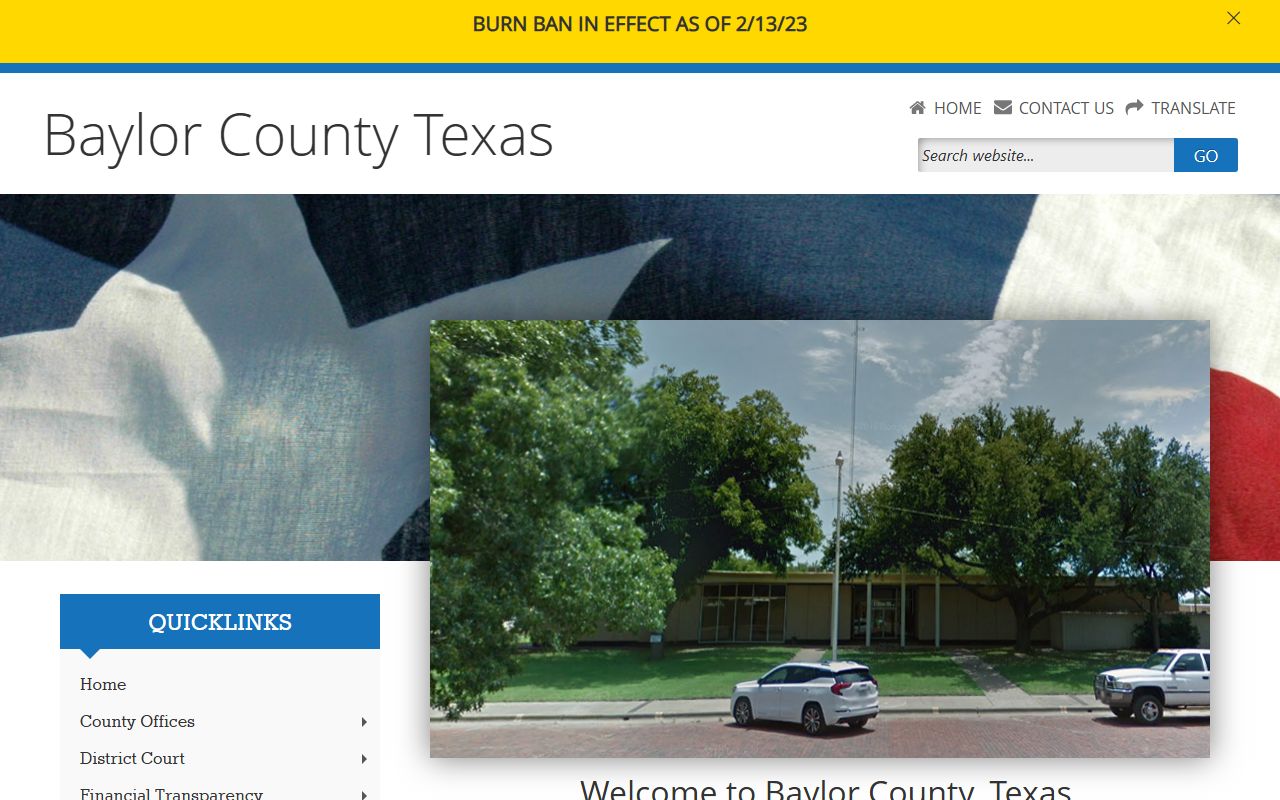 Baylor County police records and government website