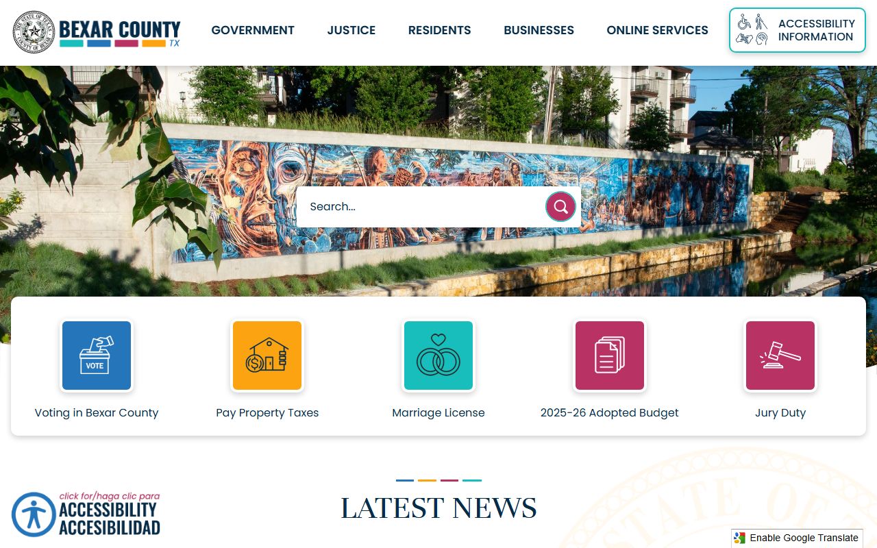 Bexar County official website for police records and county services