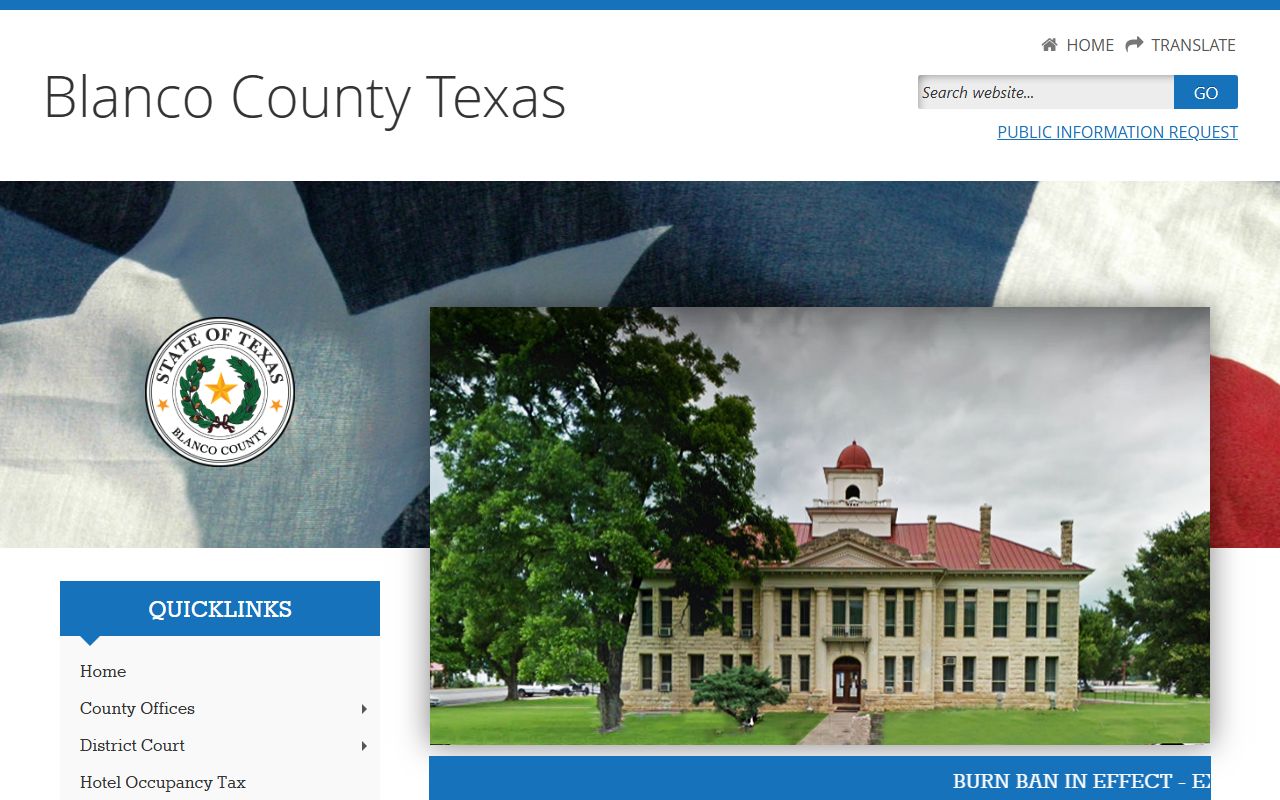 Blanco County website for police records and county services information