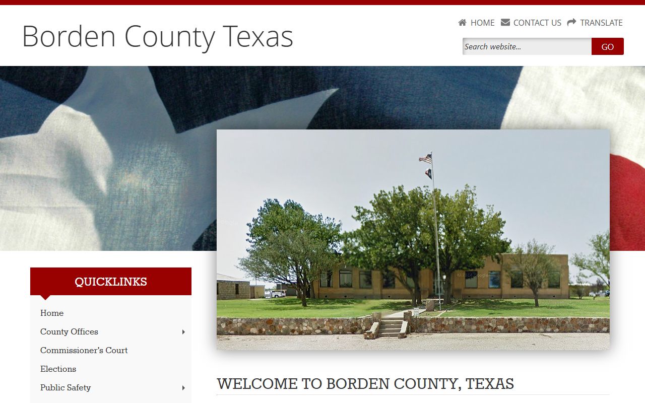 Borden County website with police records and county office information