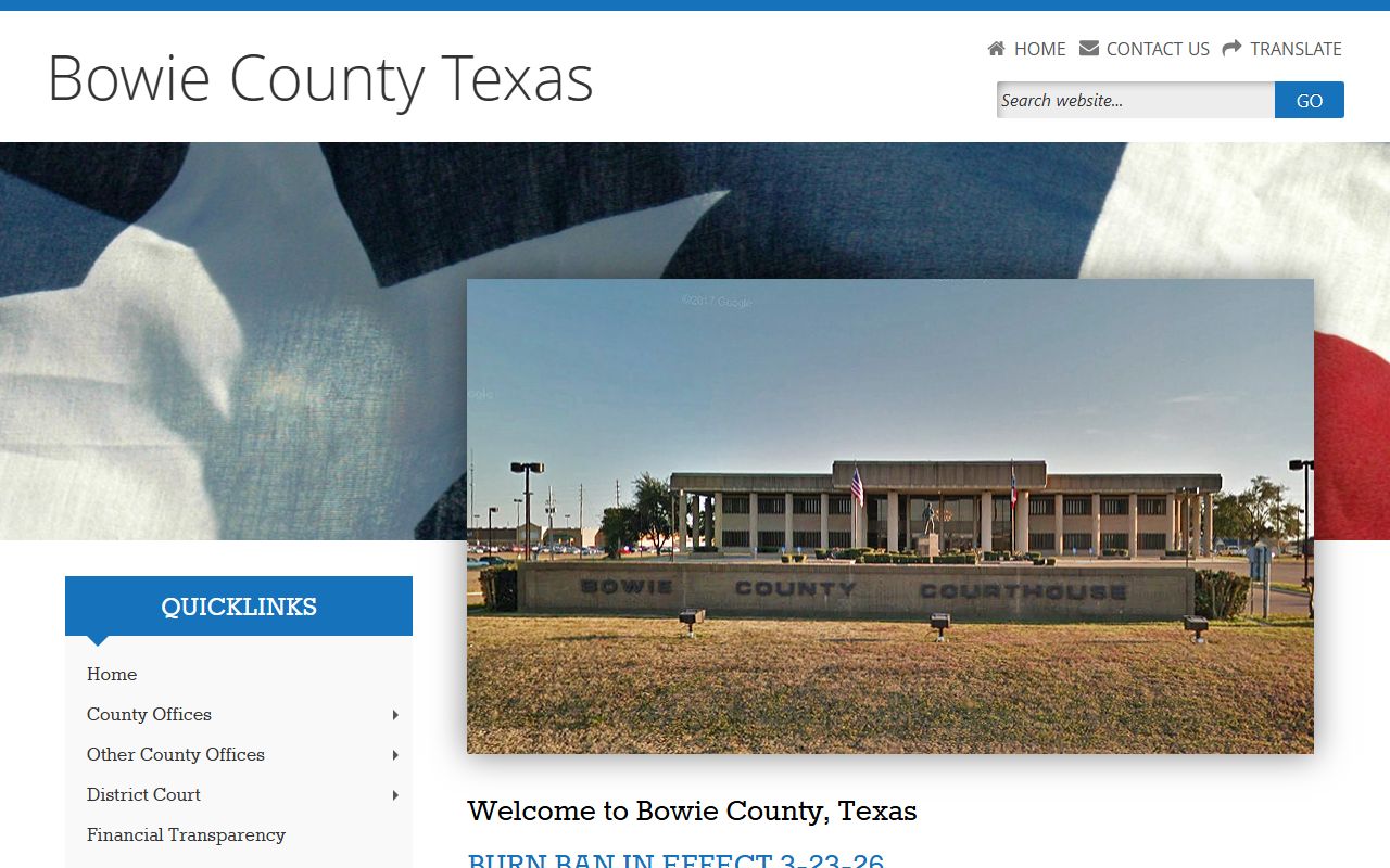 Bowie County official website for police records and county office information