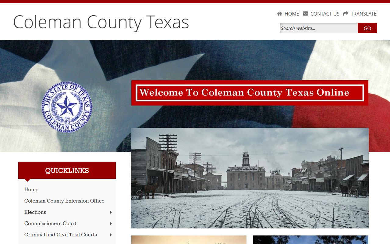 Coleman County website for police records and county office contacts