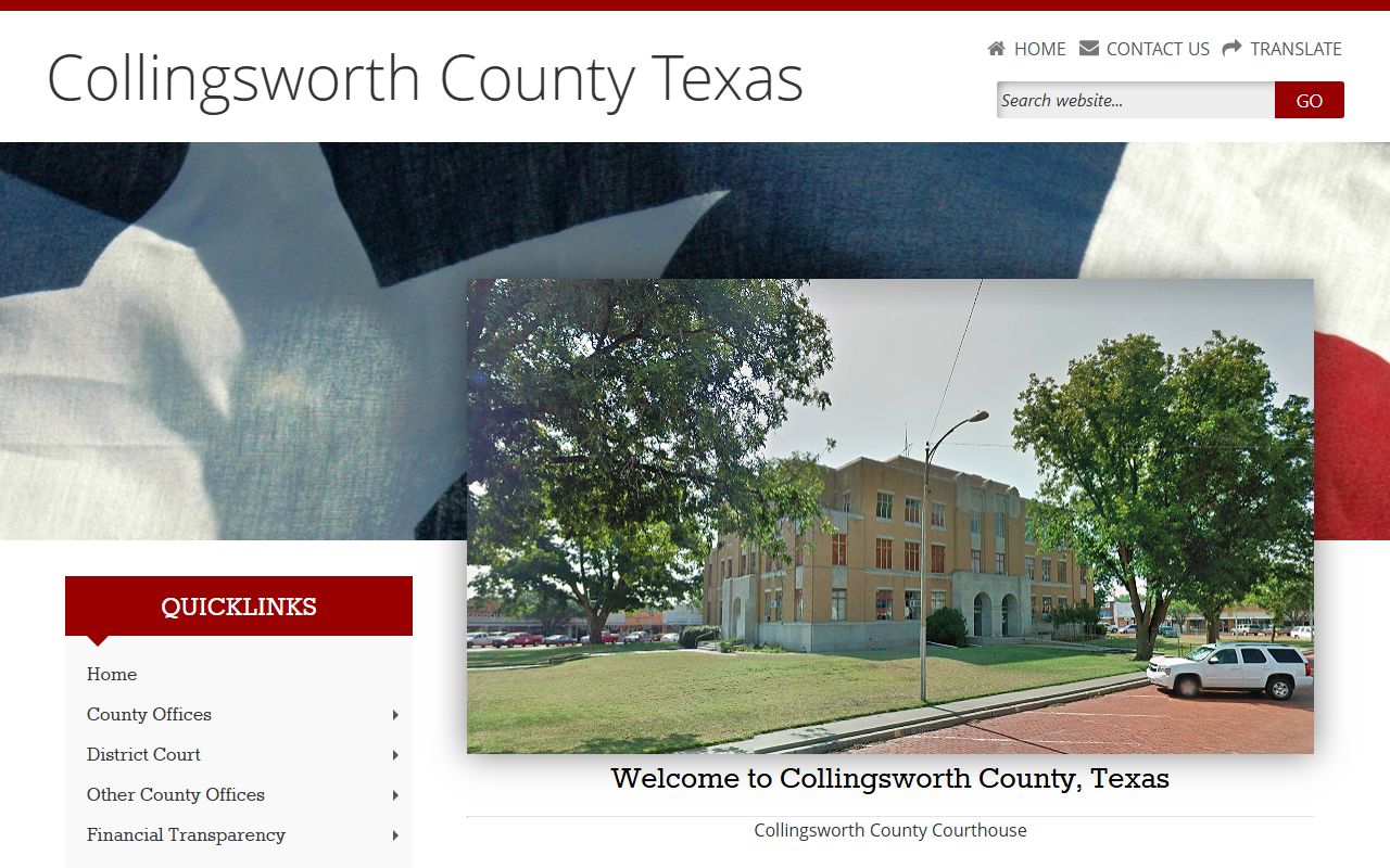 Collingsworth County website for police records and county contact information