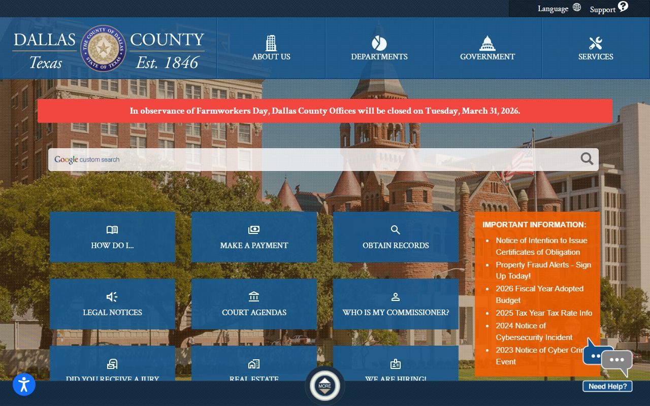 Dallas County official website police records