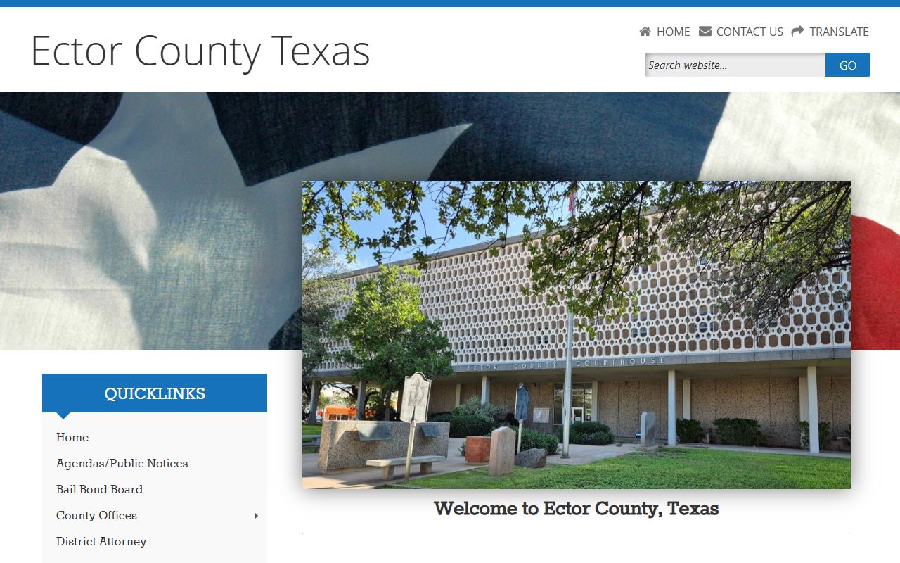 Ector County website with police records and sheriff office information