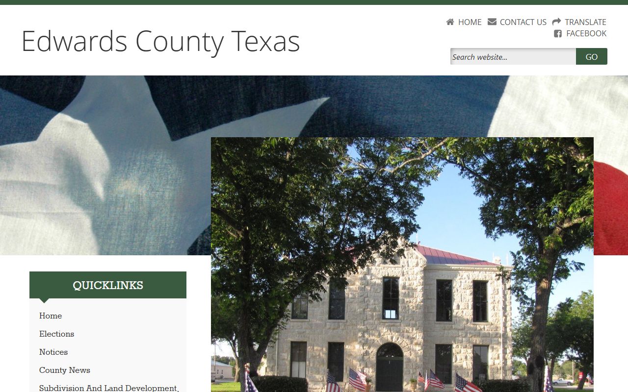 Edwards County website showing sheriff and police records contact details