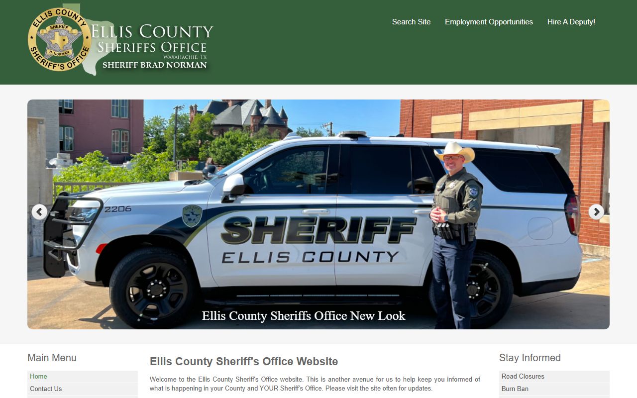 Ellis County Sheriff's Office website for police records requests