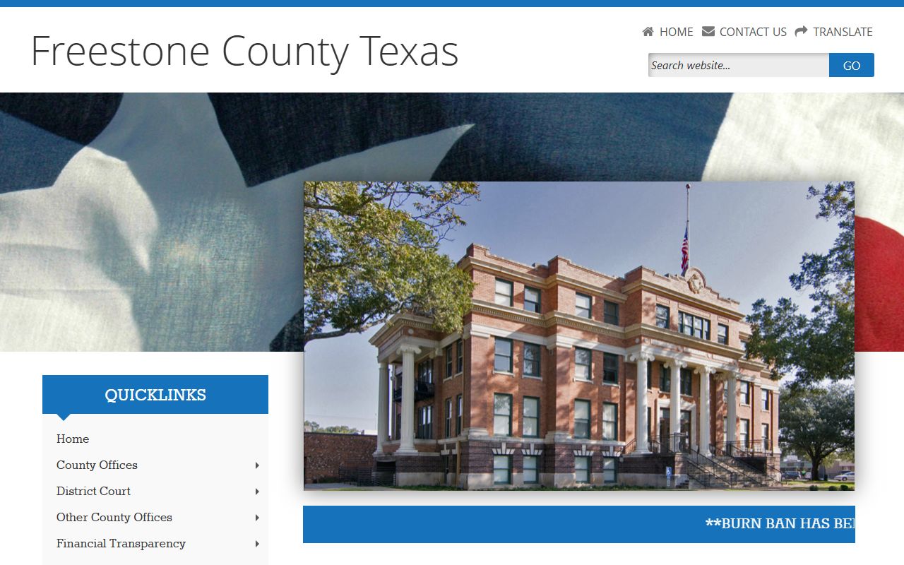 Freestone County website for police records access
