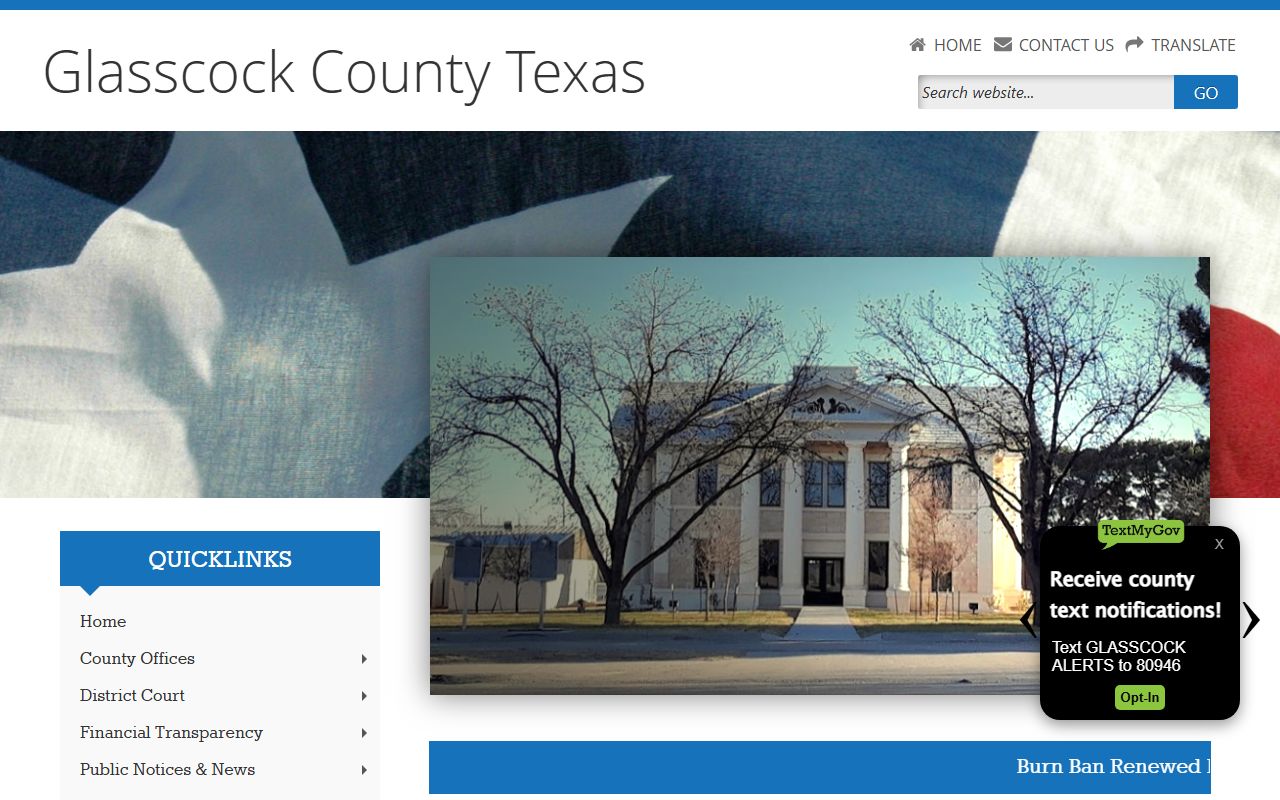 Glasscock County website for police records information