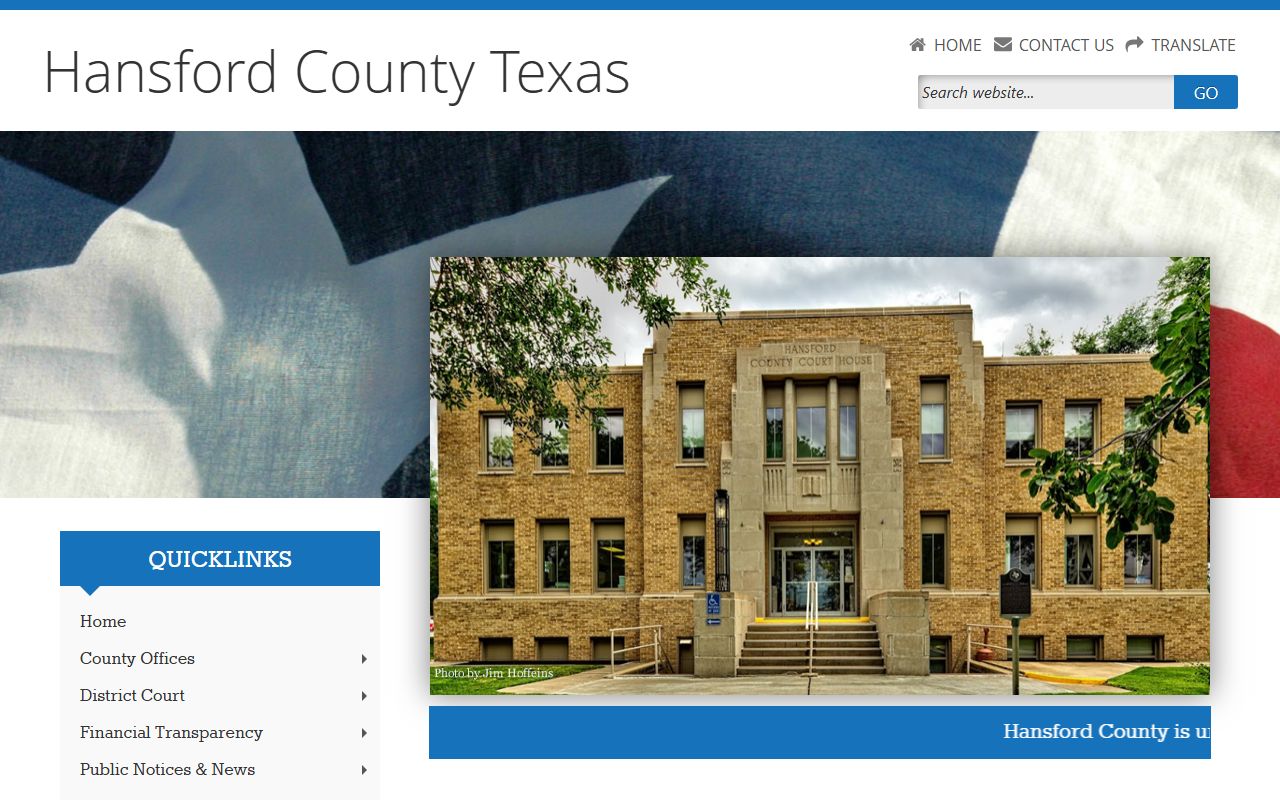 Hansford County website for police records information