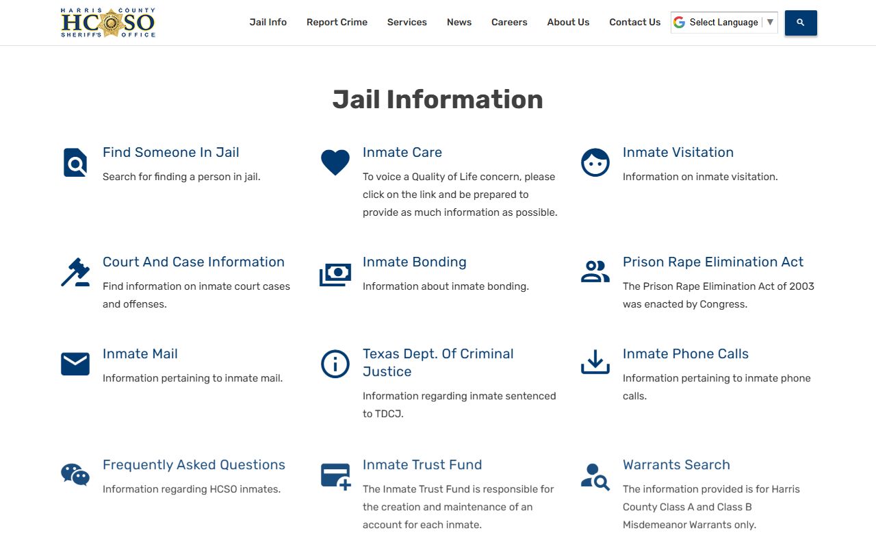 Harris County Jail Information Portal for police records