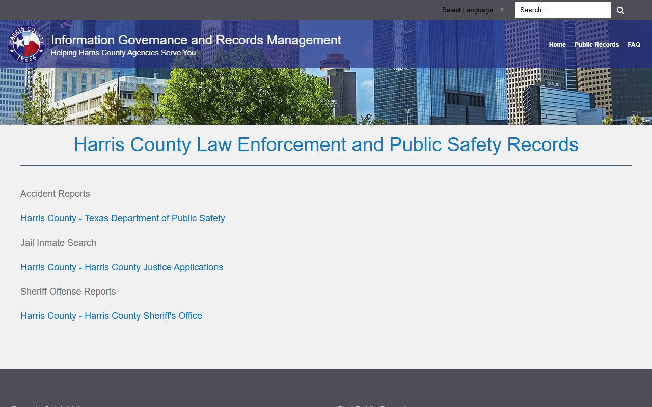 Harris County Law Enforcement Records portal