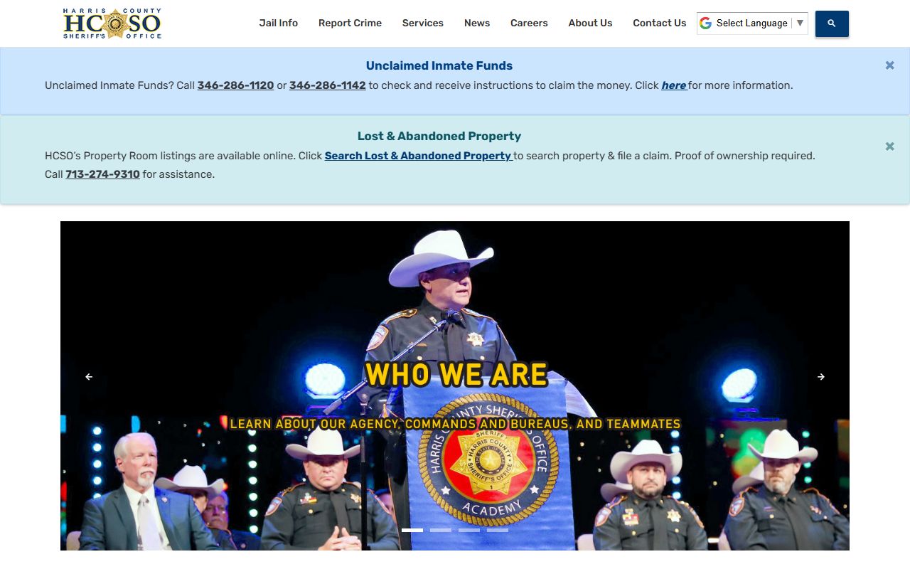 Harris County Sheriff's Office website for police records