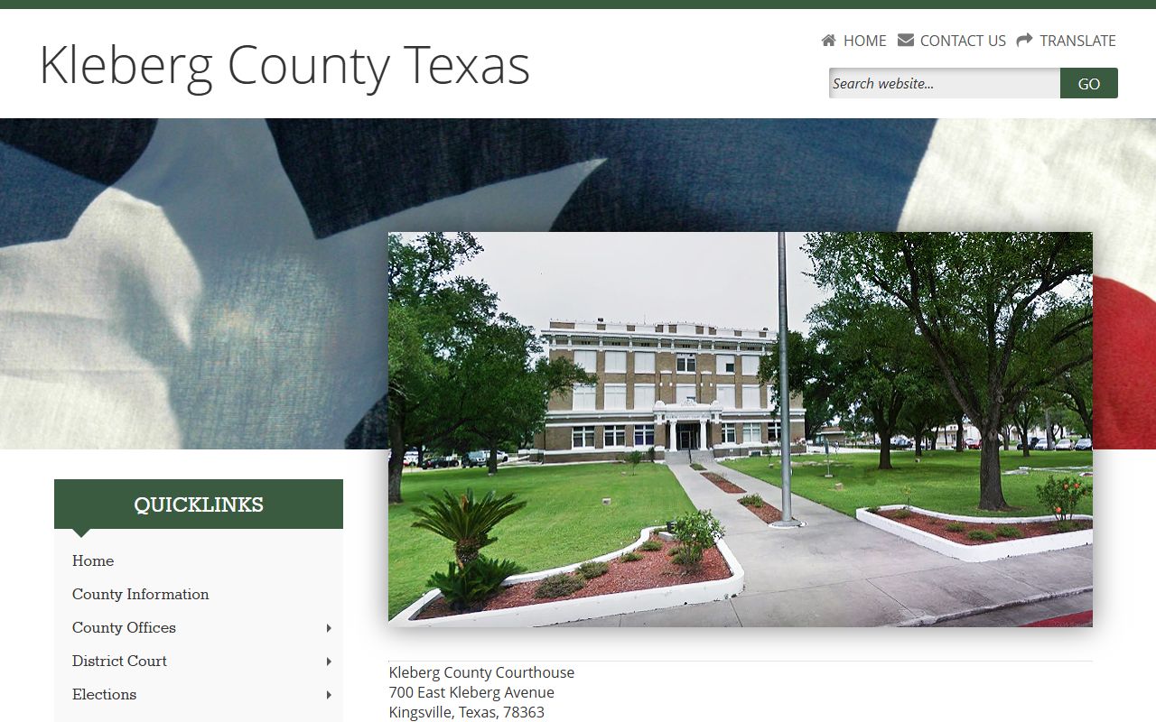 Kleberg County website for police records searches