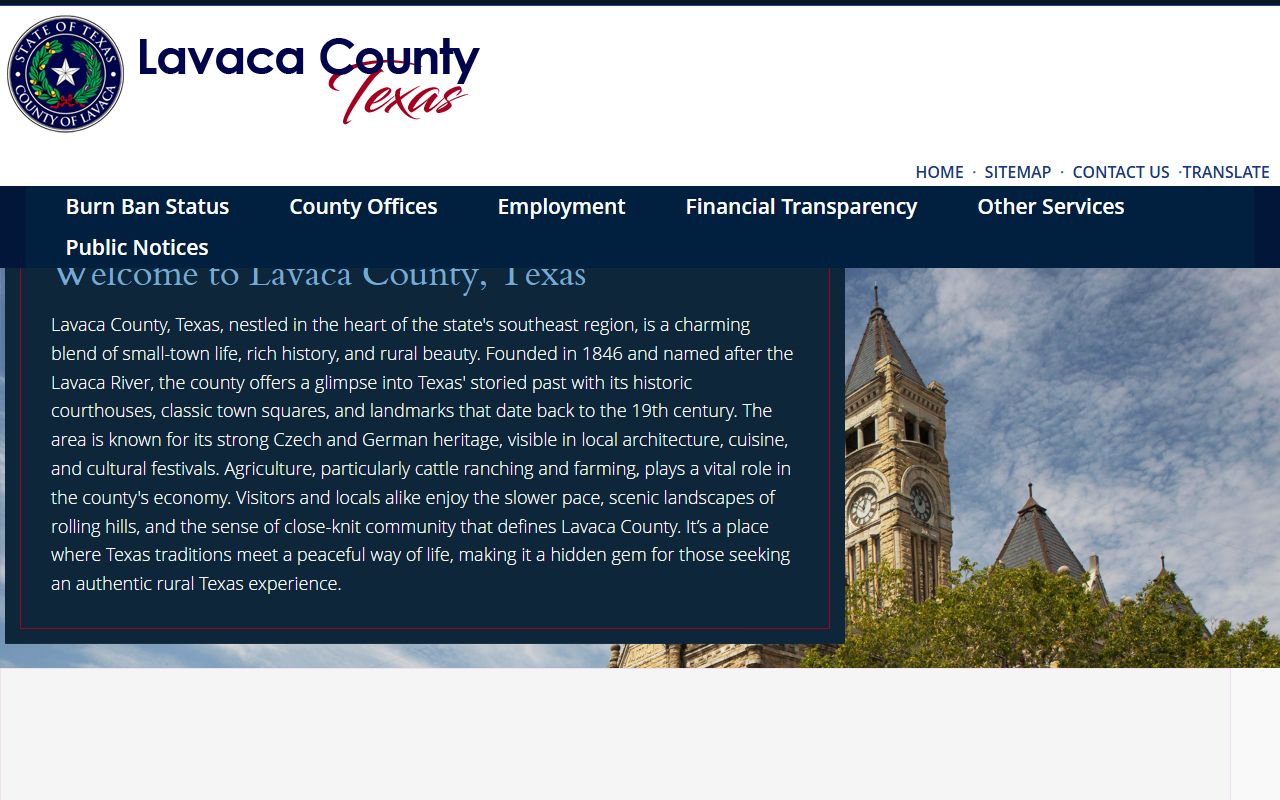 Lavaca County website for police records and county services