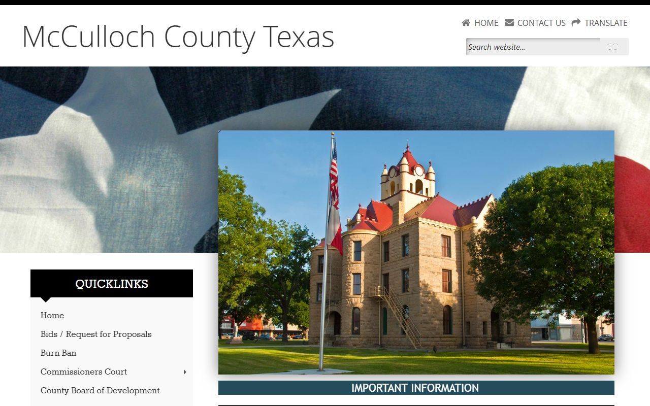 McCulloch County website showing police records information
