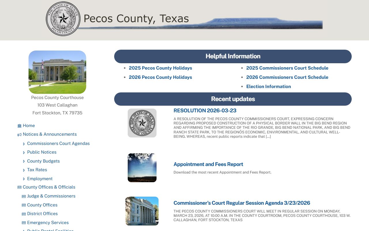 Pecos County police records website