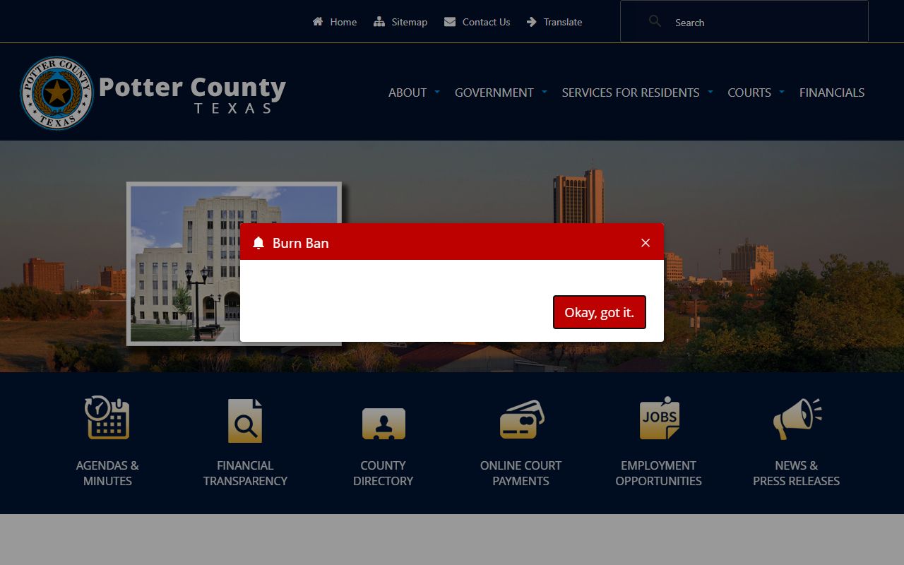 Potter County police records website