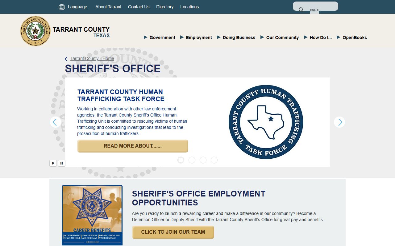 Tarrant County police records Sheriff's Office website