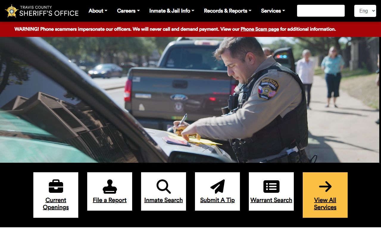 Travis County police records Sheriff's Office website