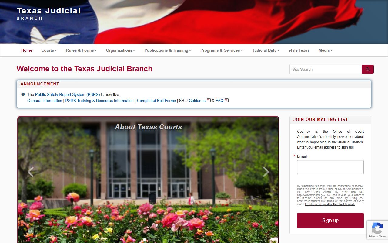 Texas Judicial Branch courts police records